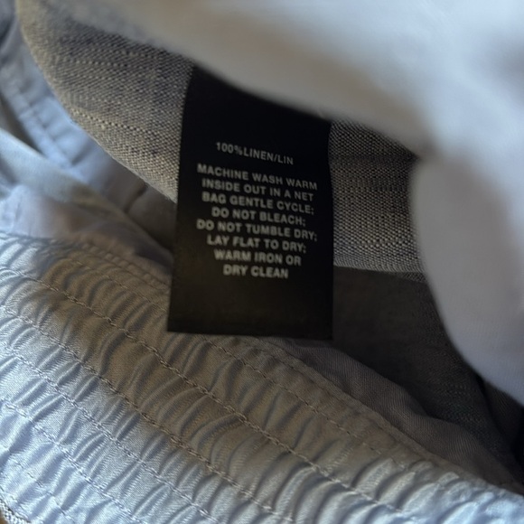 Lafayette 148 Casual blue/ Gray Wide-Leg 100% linen cropped Pants- size P - Picture 4 of 5